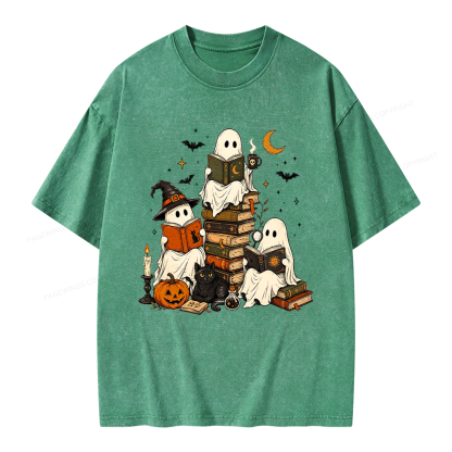 Pagewings Halloween Book Club Unisex Washed T-shirt