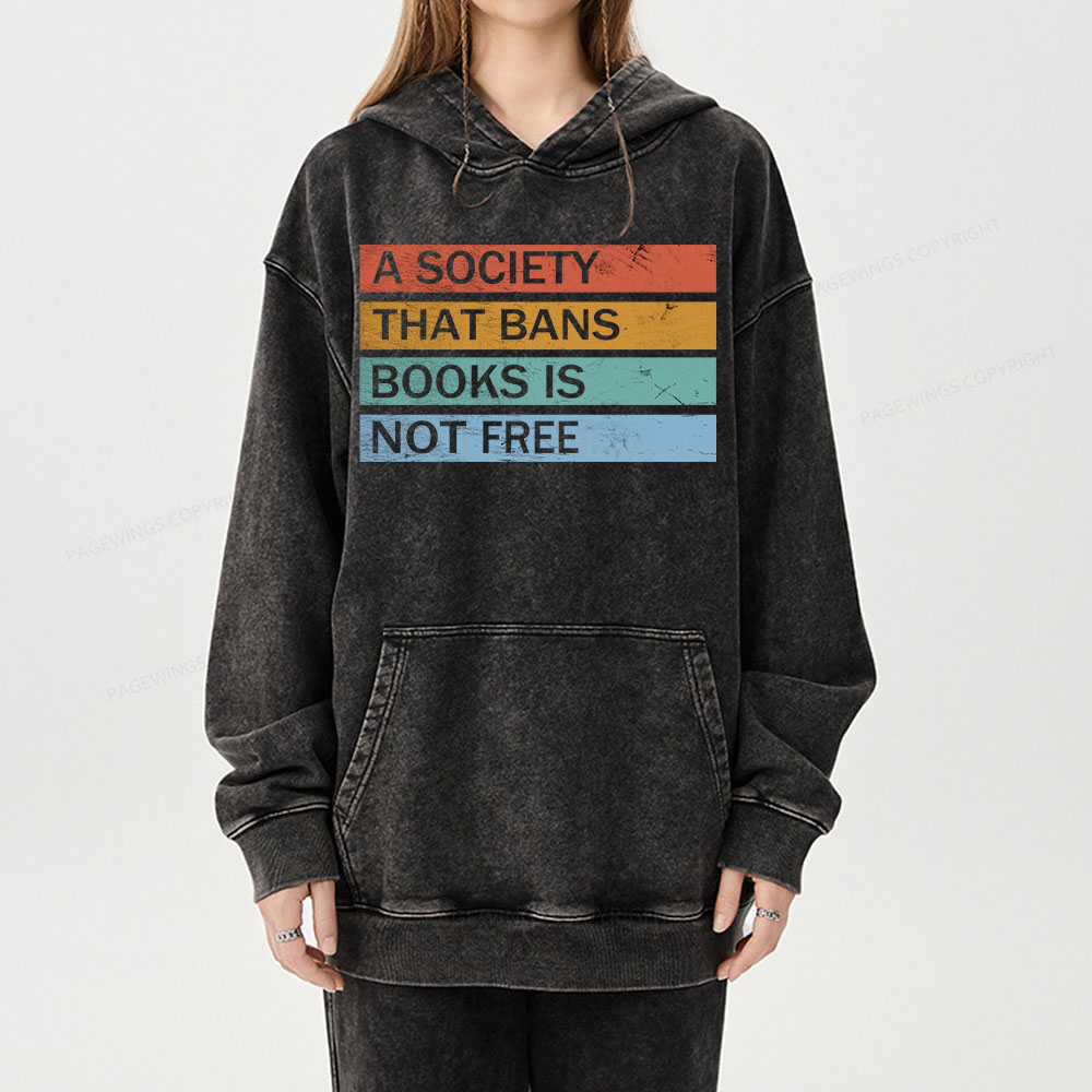 Pagewing Banned Books Shirt, Read Banned Books Unisex Washed Hoodie