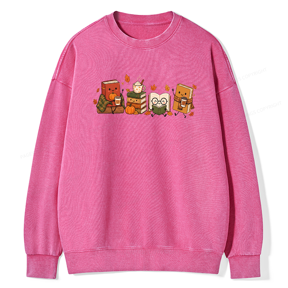 Pagewings Cozy Book Lover Unisex Washed Sweatshirt