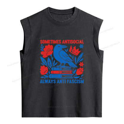 Pagewings Anti Fascism Women's Washed Tank Top