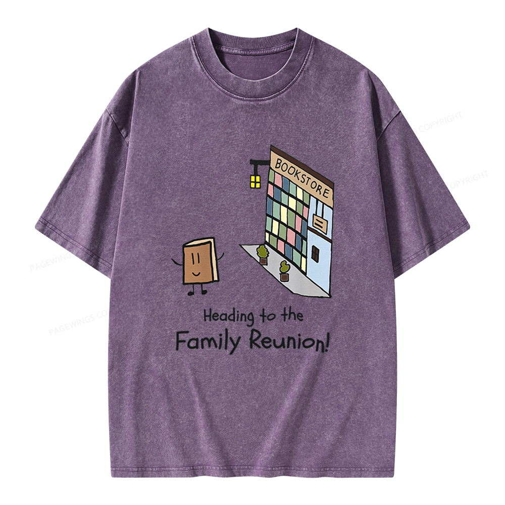 Pagewings Funny Bookstore Family Unisex Washed T-shirt