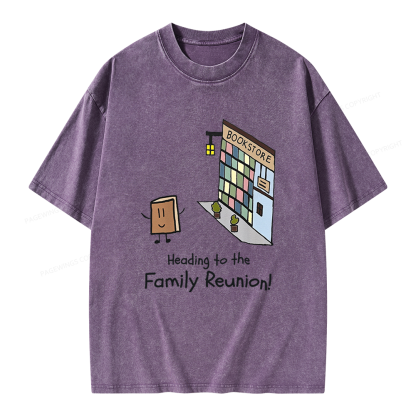 Pagewings Funny Bookstore Family Unisex Washed T-shirt