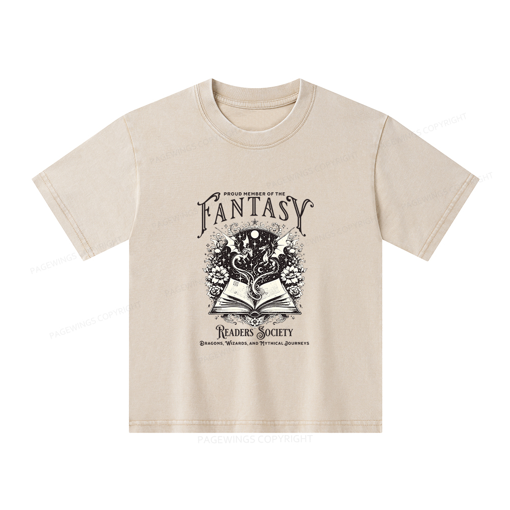 Pagewings Fantasy Readers Society Unisex Kids Washed T-shirt
