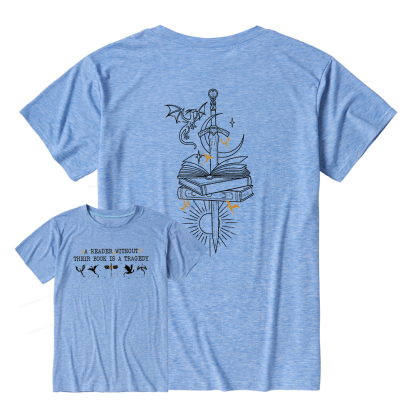 Pagewings A Reader Without Their Book Is A Tragedy Unisex Heather T-Shirt