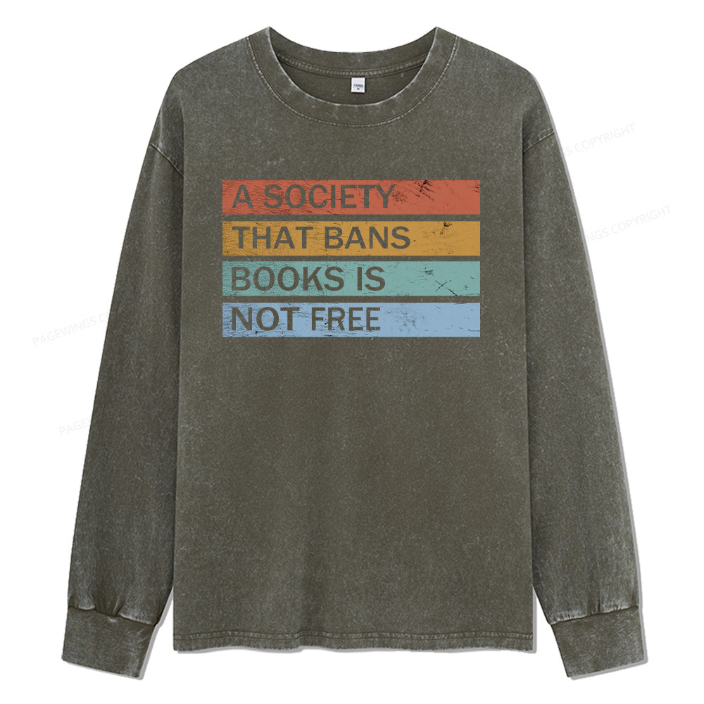 Pagewings Banned Books Shirt Unisex Washed Long Sleeve T-shirt