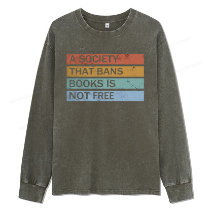Pagewings Banned Books Shirt Unisex Washed Long Sleeve T-shirt