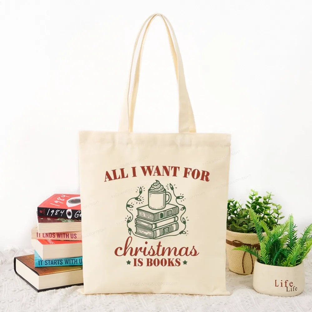 Pagewings All I Want For Christmas Is Books Tote Bag