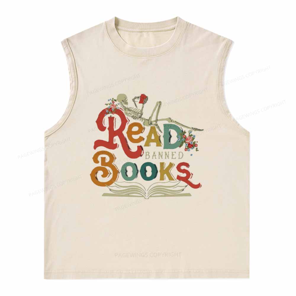 Pagewings Read Banned Books Unisex Washed Tank Top