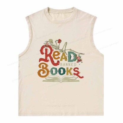 Pagewings Read Banned Books Unisex Washed Tank Top