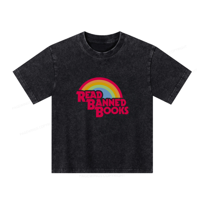 Pagewings Read Banned Books Unisex Kids Washed T-shirt