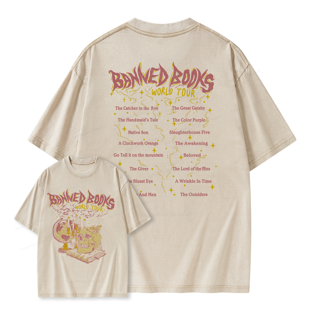 Pagewings Banned Books World Tour Unisex Washed T-shirt