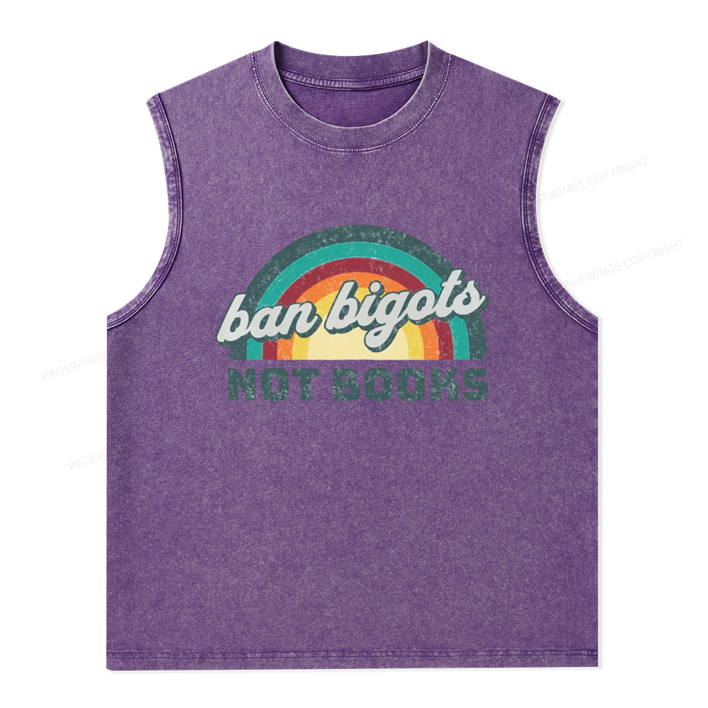 Pagewings Ban Bigots Not Books Unisex Washed Tank Top