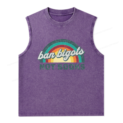 Pagewings Ban Bigots Not Books Unisex Washed Tank Top