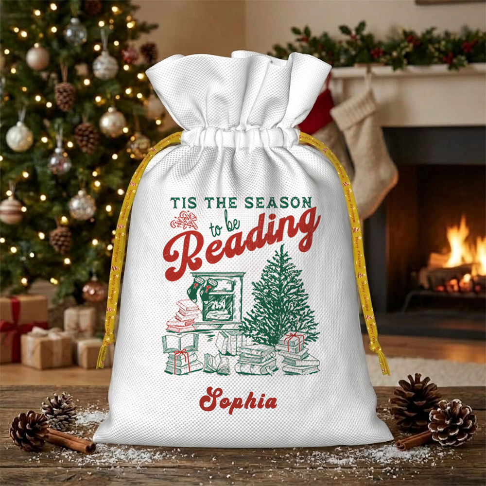 Pagewings Personalized Tis The Season to be Reading Christmas Santa Sack