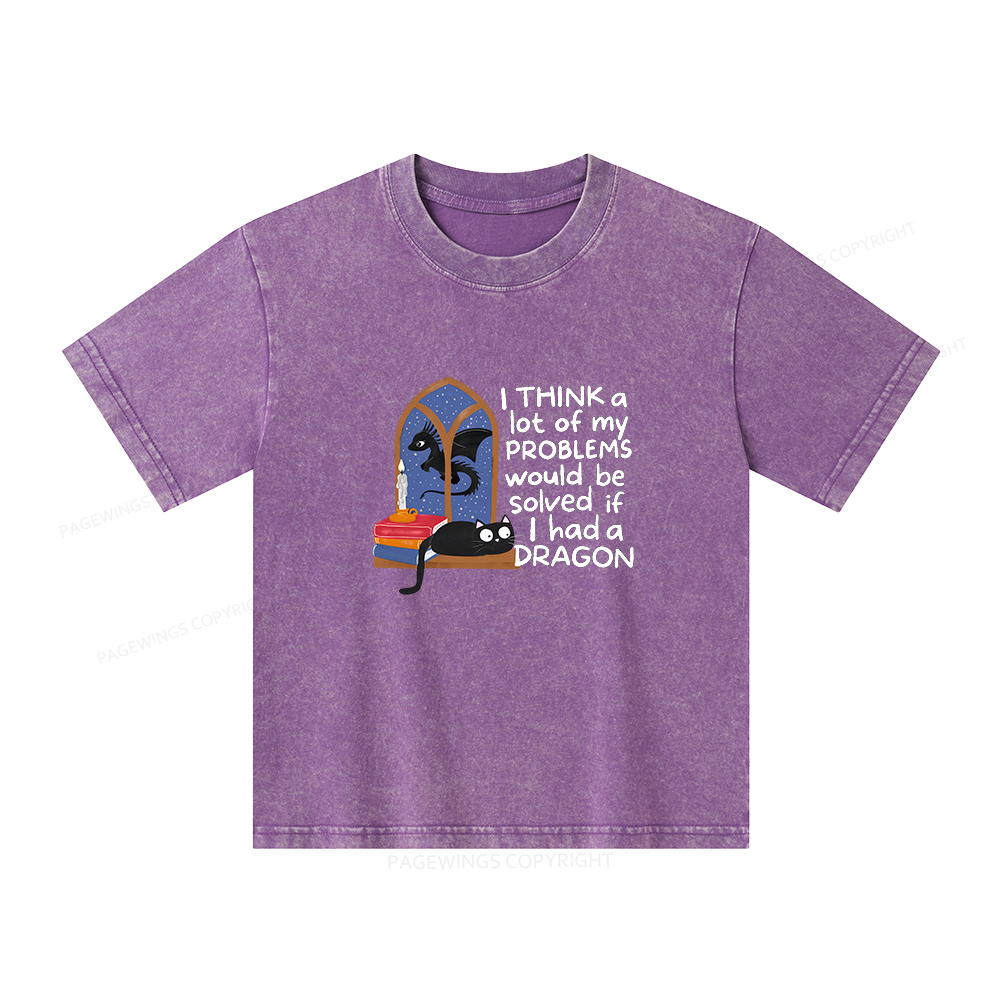 Pagewings If I Had A BookDragon Unisex Kids Washed T-shirt