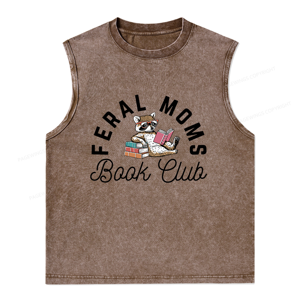 Pagewings Feral Moms Book Club Unisex Washed Tank Top