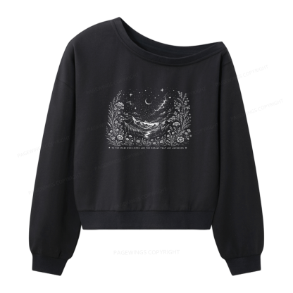 Pagewings Fantasy Reader Women Off Shoulder Sweatshirt