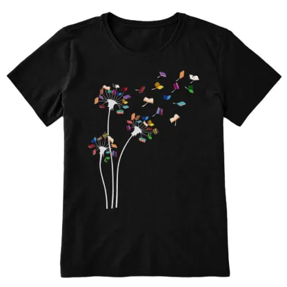 Pagewings Cute Dandelion Books Flower Fly Unisex Classic T-shirt