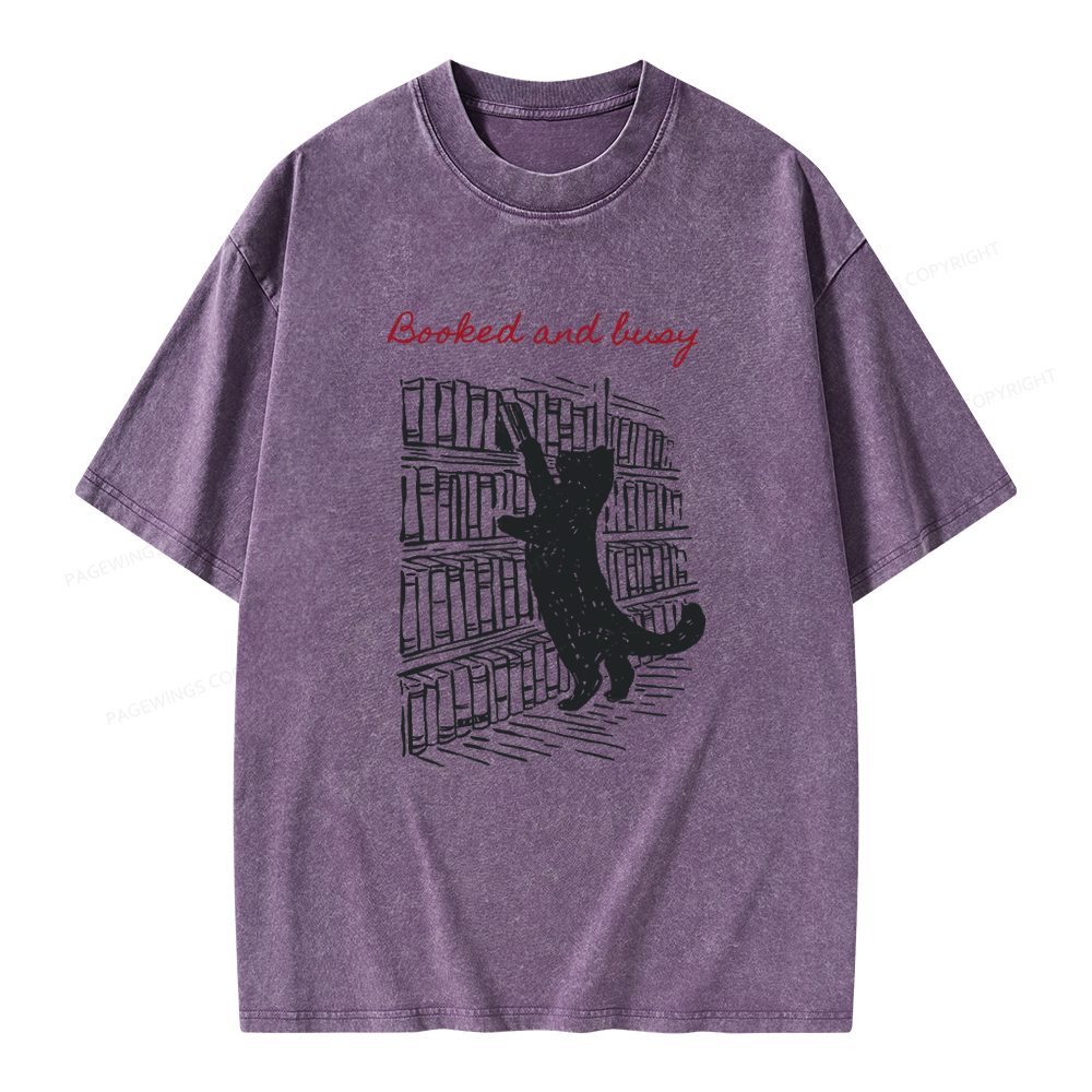 Pagewings Booked and Busy Unisex Washed T-shirt