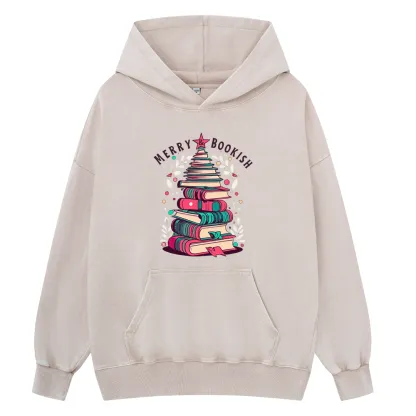 Pagewings Merry & Bookish Christmas Unisex Washed Hoodie