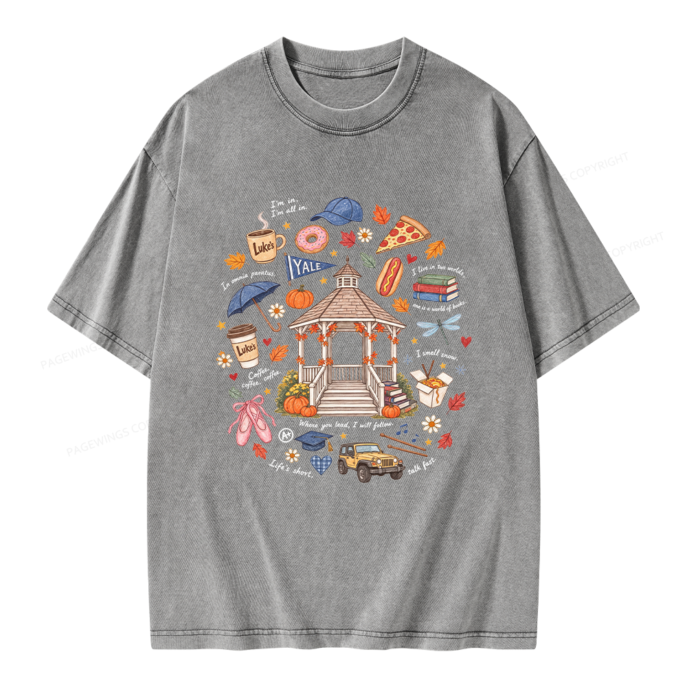 Pagewings Cozy Autumn Book Lover Unisex Washed T-shirt