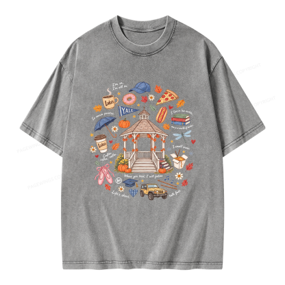 Pagewings Cozy Autumn Book Lover Unisex Washed T-shirt
