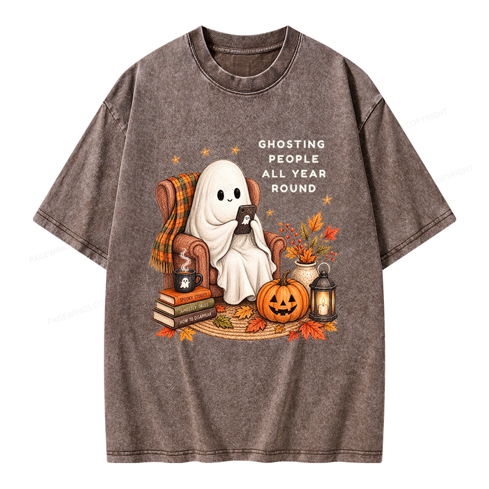 Pagewings Fall Coffee Bool Lover Unisex Washed T-shirt