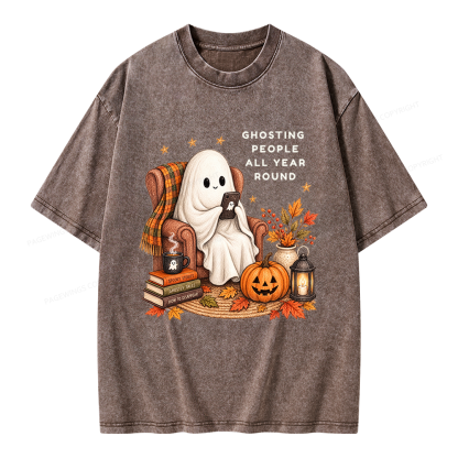 Pagewings Fall Coffee Bool Lover Unisex Washed T-shirt