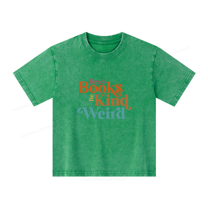 Pagewings Read Books Be Kind Stay Weird Unisex Kids Washed T-shirt