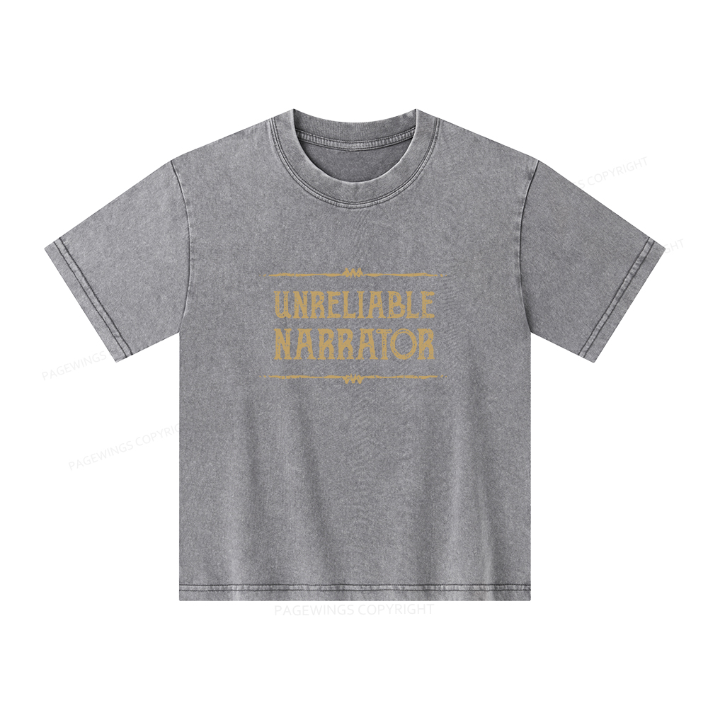 Pagewings  Unreliable Narrator Unisex Kids Washed T-shirt