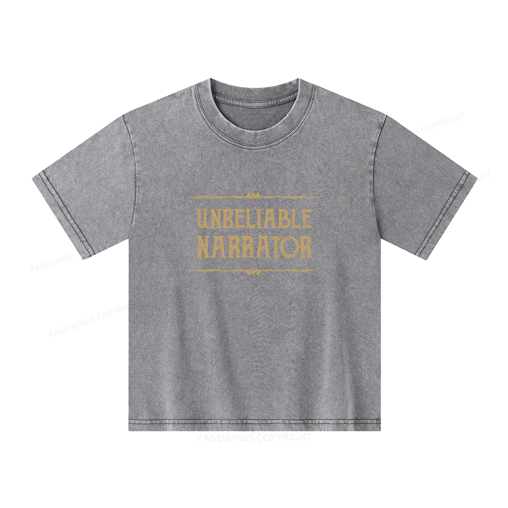 Pagewings  Unreliable Narrator Unisex Kids Washed T-shirt