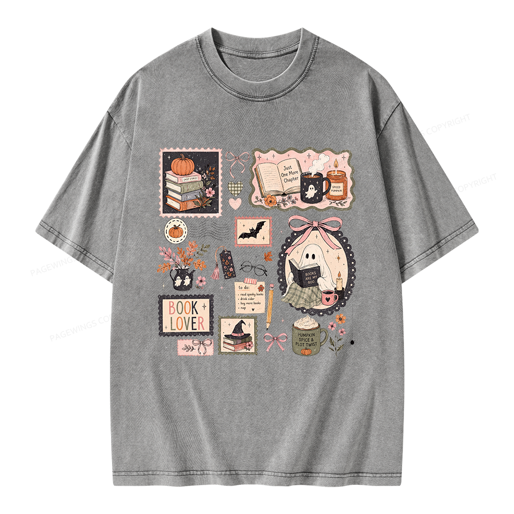 Pagewings Halloween Book Club Unisex Washed T-shirt