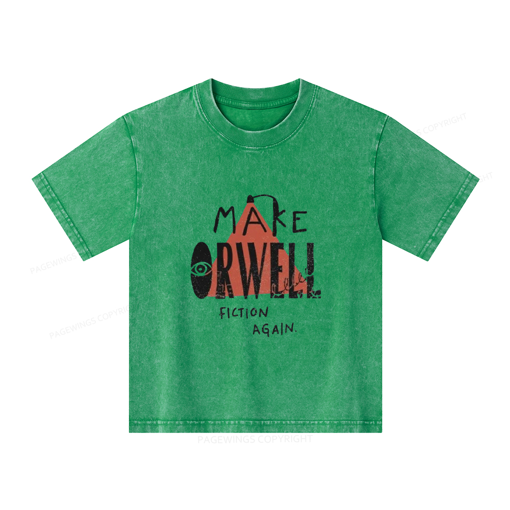 Pagewings Make Orwell Fiction Again Unisex Kids Washed T-shirt