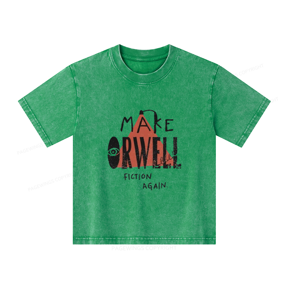 Pagewings Make Orwell Fiction Again Unisex Kids Washed T-shirt