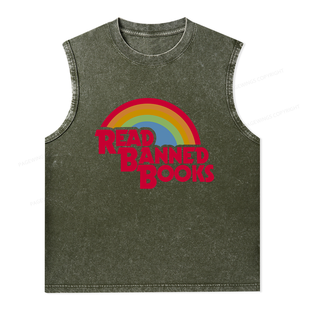 Pagewings Read Banned Books Unisex Washed Tank Top