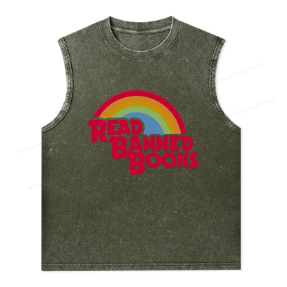 Pagewings Read Banned Books Unisex Washed Tank Top