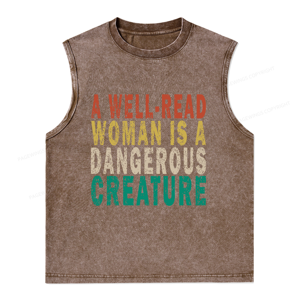 Pagewings A Well-Read Woman Is A Dangerous Creature Unisex Washed Tank Top