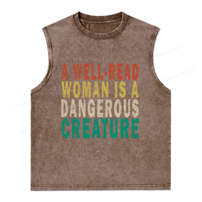 Pagewings A Well-Read Woman Is A Dangerous Creature Unisex Washed Tank Top