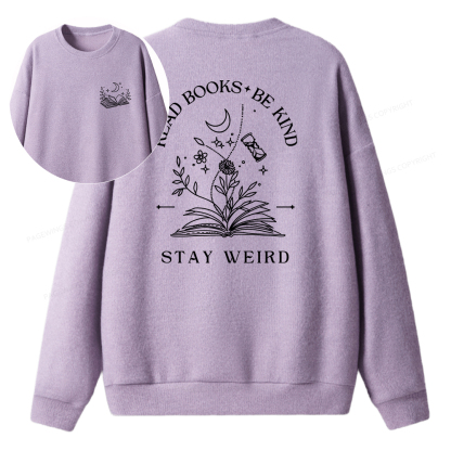 Pagewings Read Books Be Kind Stay Weird Unisex Knit Sweatshirt