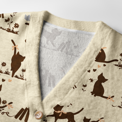 Pagewings Cat Book Lover Light Knit Unisex Cardigan Sweaters
