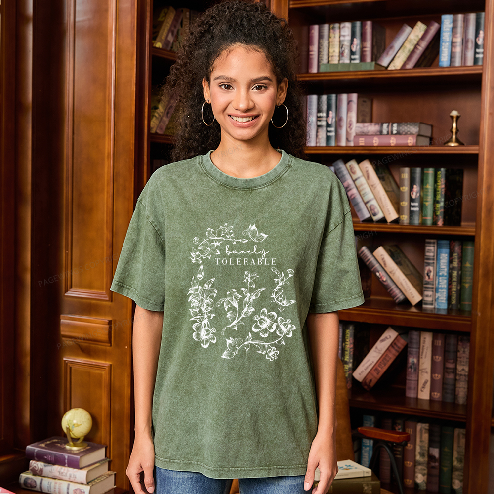 Pagewings Barely Tolerable Unisex Washed T-shirt