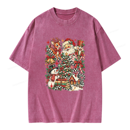Pagewings Retro Christmas Unisex Washed T-shirt