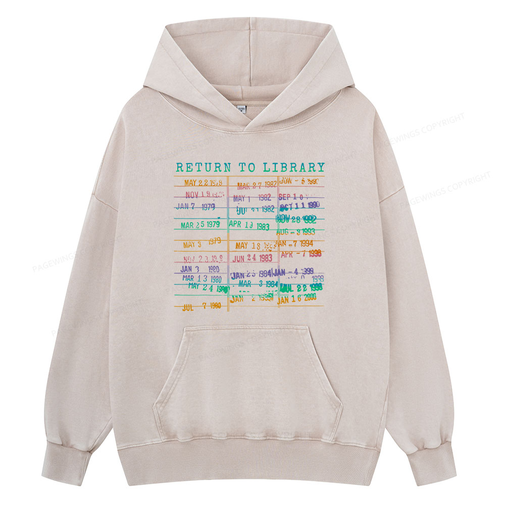Pagewing Vintage Library Rainbow Unisex Washed Hoodie