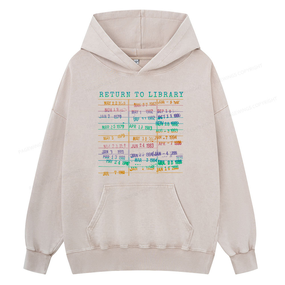 Pagewing Vintage Library Rainbow Unisex Washed Hoodie