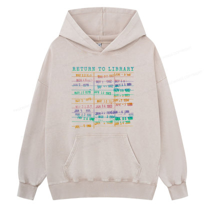 Pagewing Vintage Library Rainbow Unisex Washed Hoodie
