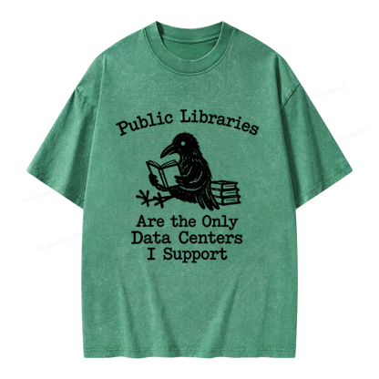 Pagewings Public Library Unisex Washed T-shirt