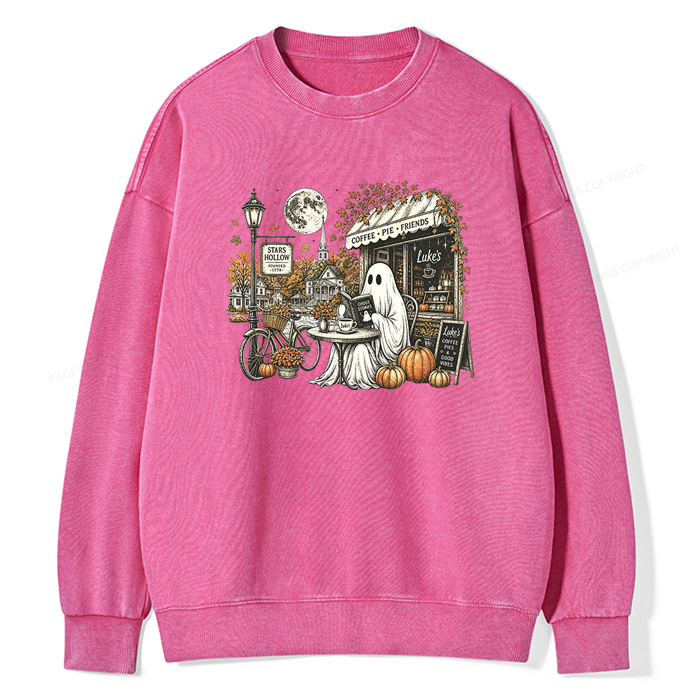 Pagewings Stars Hollow Ghost Unisex Washed Sweatshirt
