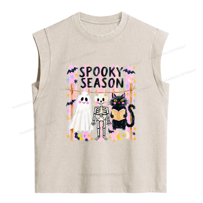 Pagewing Preppy Spooky Season Women's Washed Tank Top