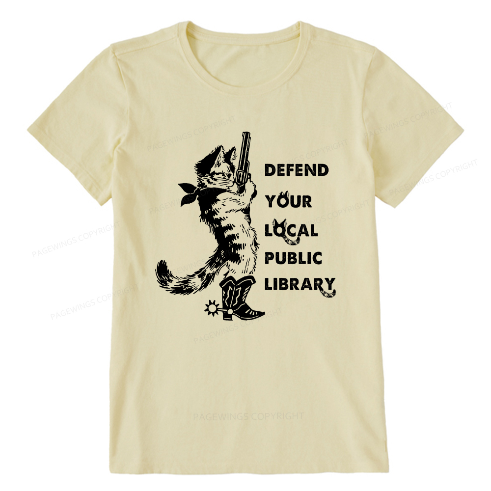 Pagewings Cat Defend Your Local Public Library Unisex Classic T-shirt