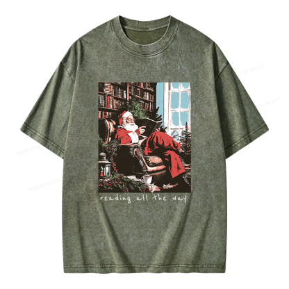 Pagewings Bookish Christmas Unisex Washed T-shirt